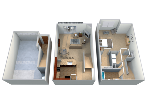 Floor plan for 1 bed, 1 bath, 840 sqft